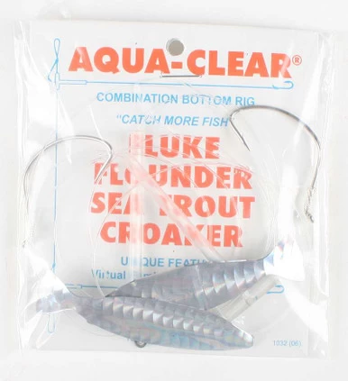 Aqua Clear Fluke/Flounder/Trout/Croaker High Low Rig 3 Aqua Clear Fluke/Flounder/Trout/Croaker High Low Rig