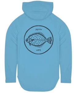 Jetty Flounder UV Hoodie - Light Blue - Medium
