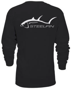 Steelfin Long Sleeve Tuna Shirt - Midnight Black - Large -Fishing Tackle Shop steelfin sflstublkl long sleeve tuna shirt 27079.1651320234